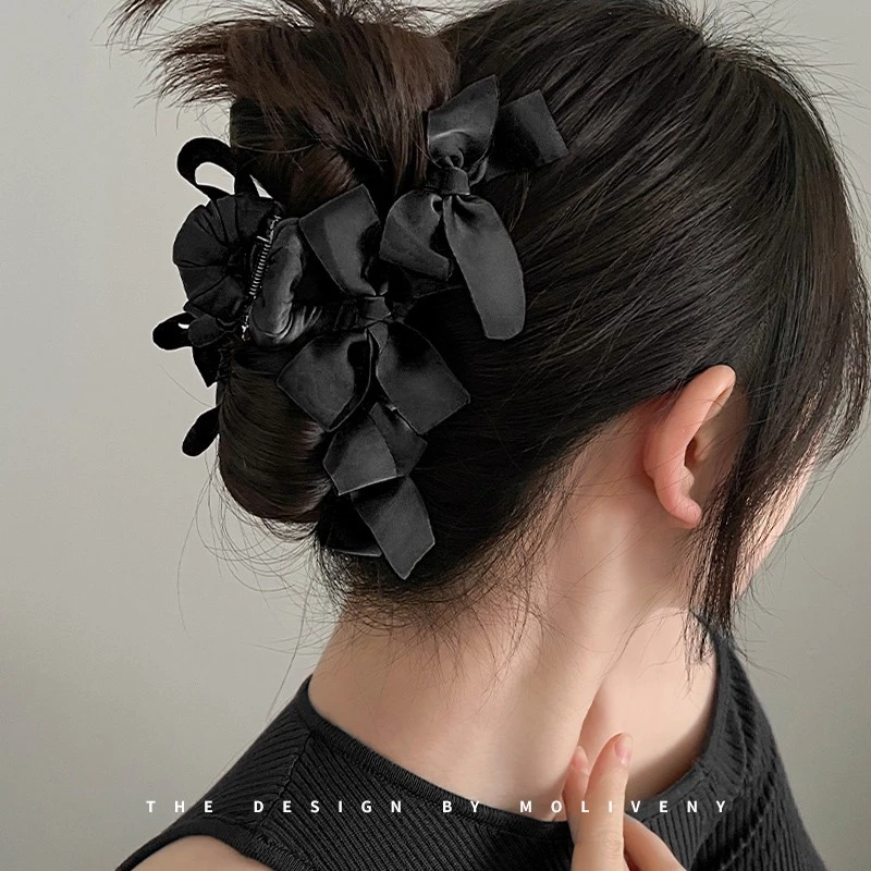 高级感发夹女气质鲨鱼夹发卡子时尚蝴蝶结夹子头饰后脑勺盘发抓夹