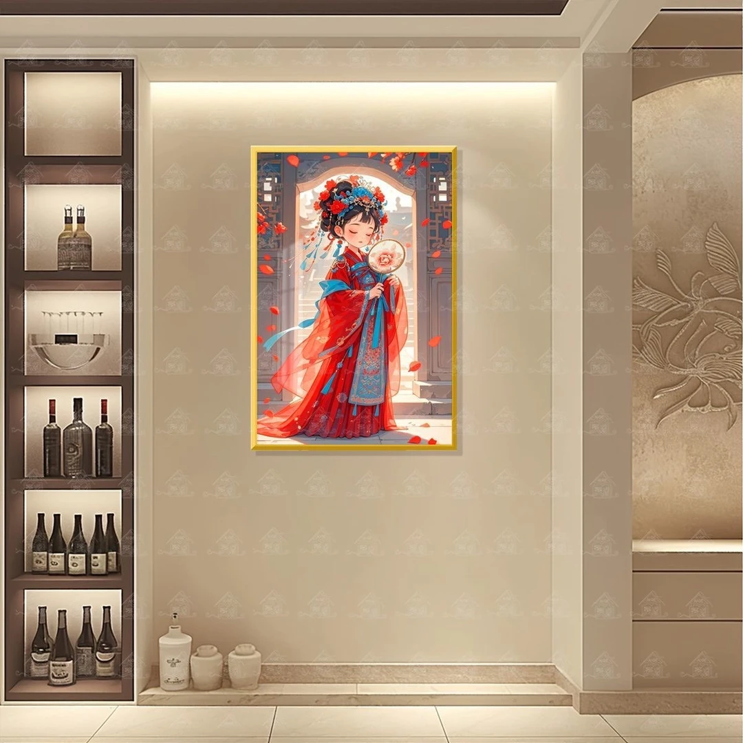 棉布十字绣簪花新娘简约唯美中国风装饰线绣