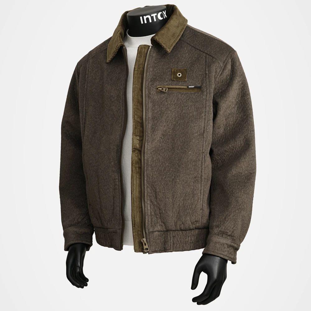 INTOX丨高质感秋冬呢子夹克男士灯芯绒拼接立体短款潮流工装外套