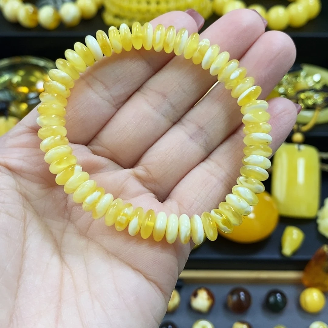 未镶嵌琥珀手串金白