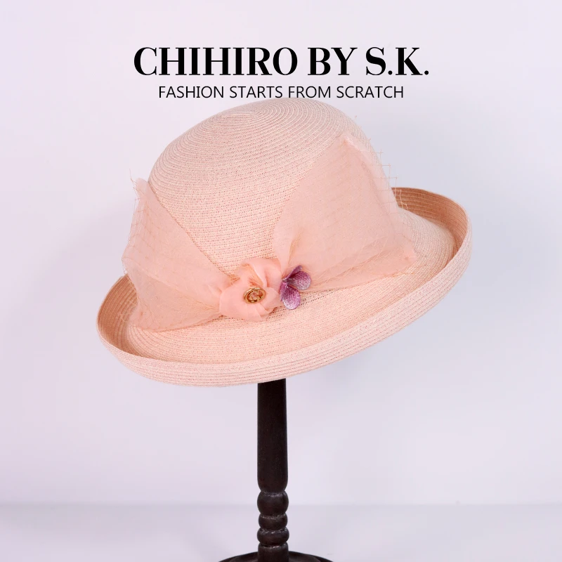 帽子推荐优雅风保暖度假透气防晒纱语蝴蝶结卷边盆帽