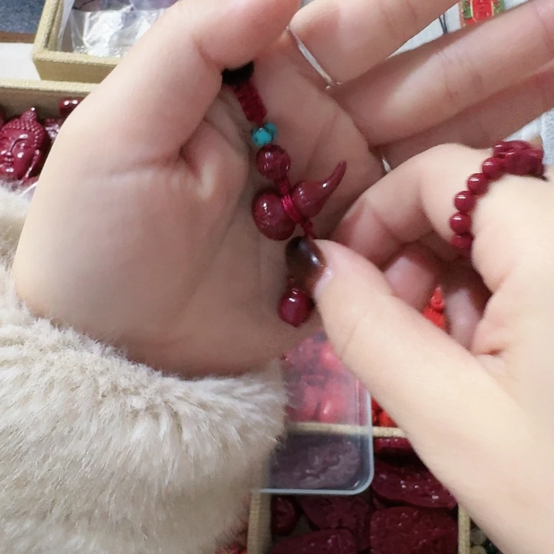 天然辰砂高含量紫金砂葫芦钥匙挂件