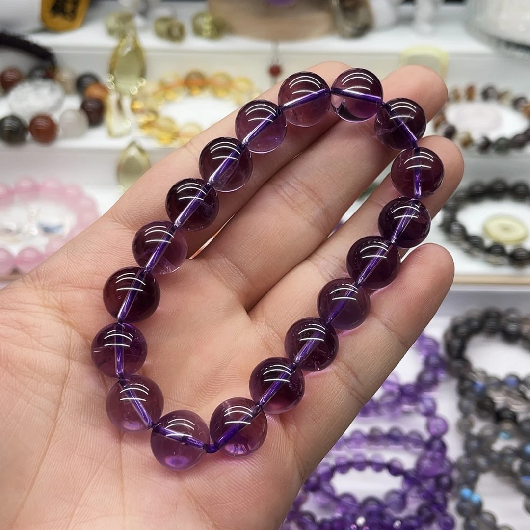 水晶手串未镶嵌纯天然巴西紫水晶手串