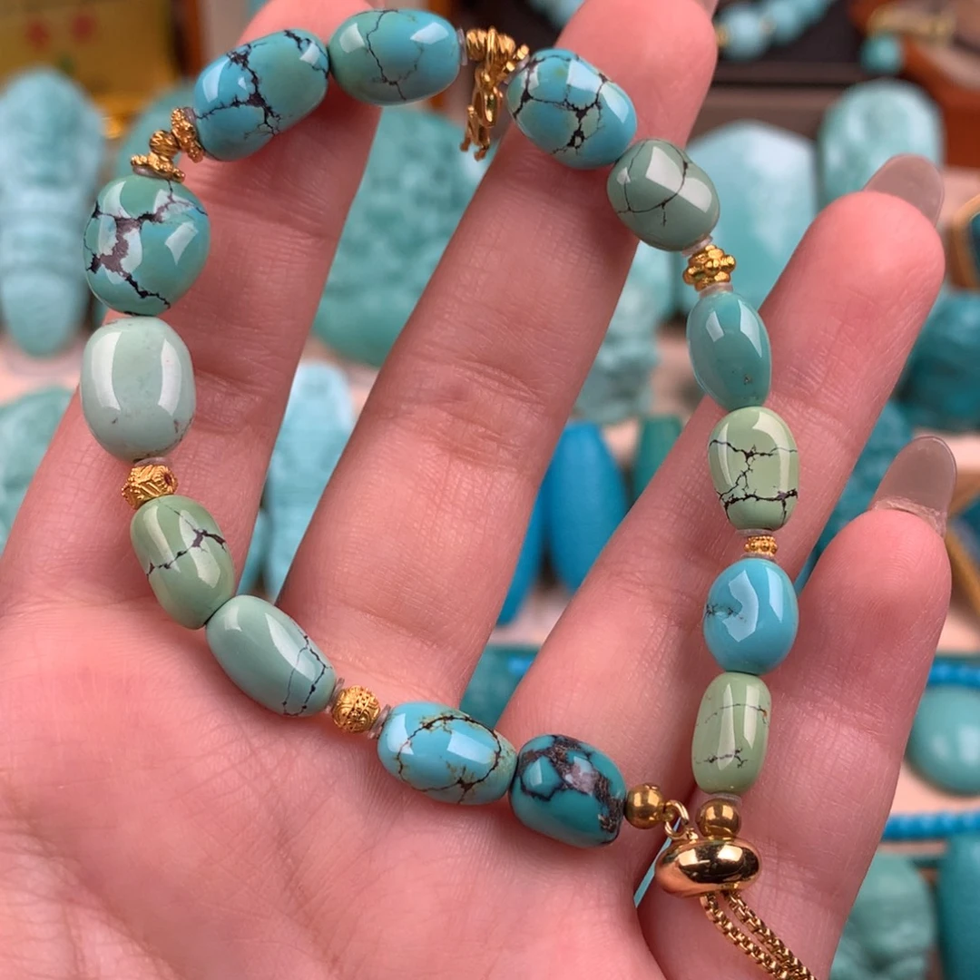 绿松石未镶嵌糖豆手串