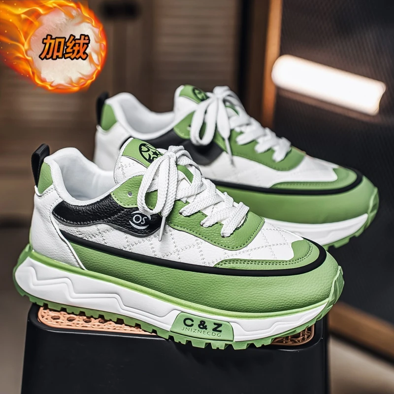 欧洲站男鞋冬季百搭高级感加绒保暖运动厚底增高潮牌阿甘老爹潮鞋