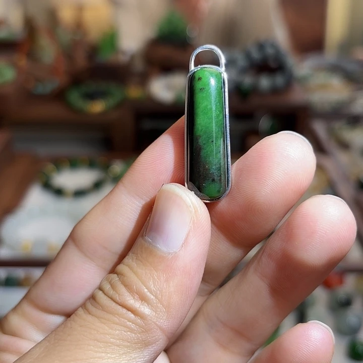 和田玉（碧玉）银S925镶嵌颈饰
