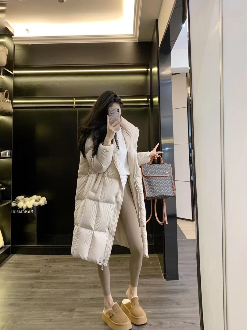 棉服女冬季高级感气质设计小个子宽松中长连帽外套搭瑜伽裤套装