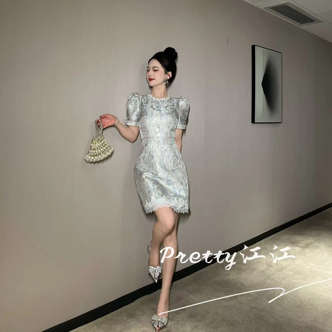 Pretty小众设计师品牌江江定制 中式气质时尚提花日常连衣裙28001