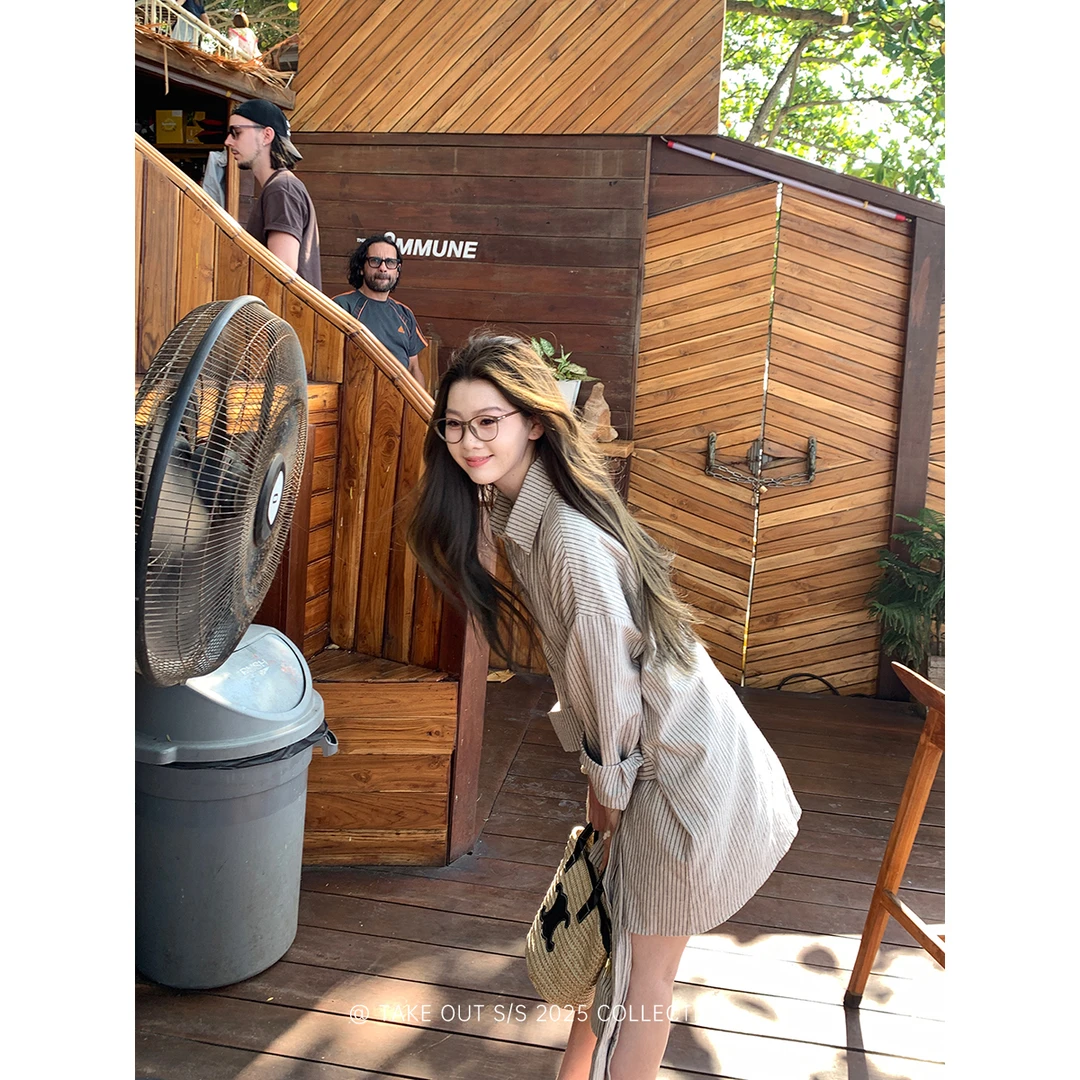 外卖到了【舒适区】100棉设计感翻领系带衬衫女法式高级感WM5BAC10