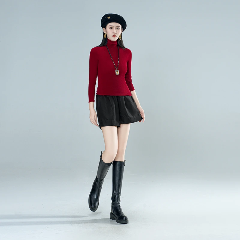 100超细美丽诺精纺羊毛软糯可机洗保暖针织羊毛上衣--61501