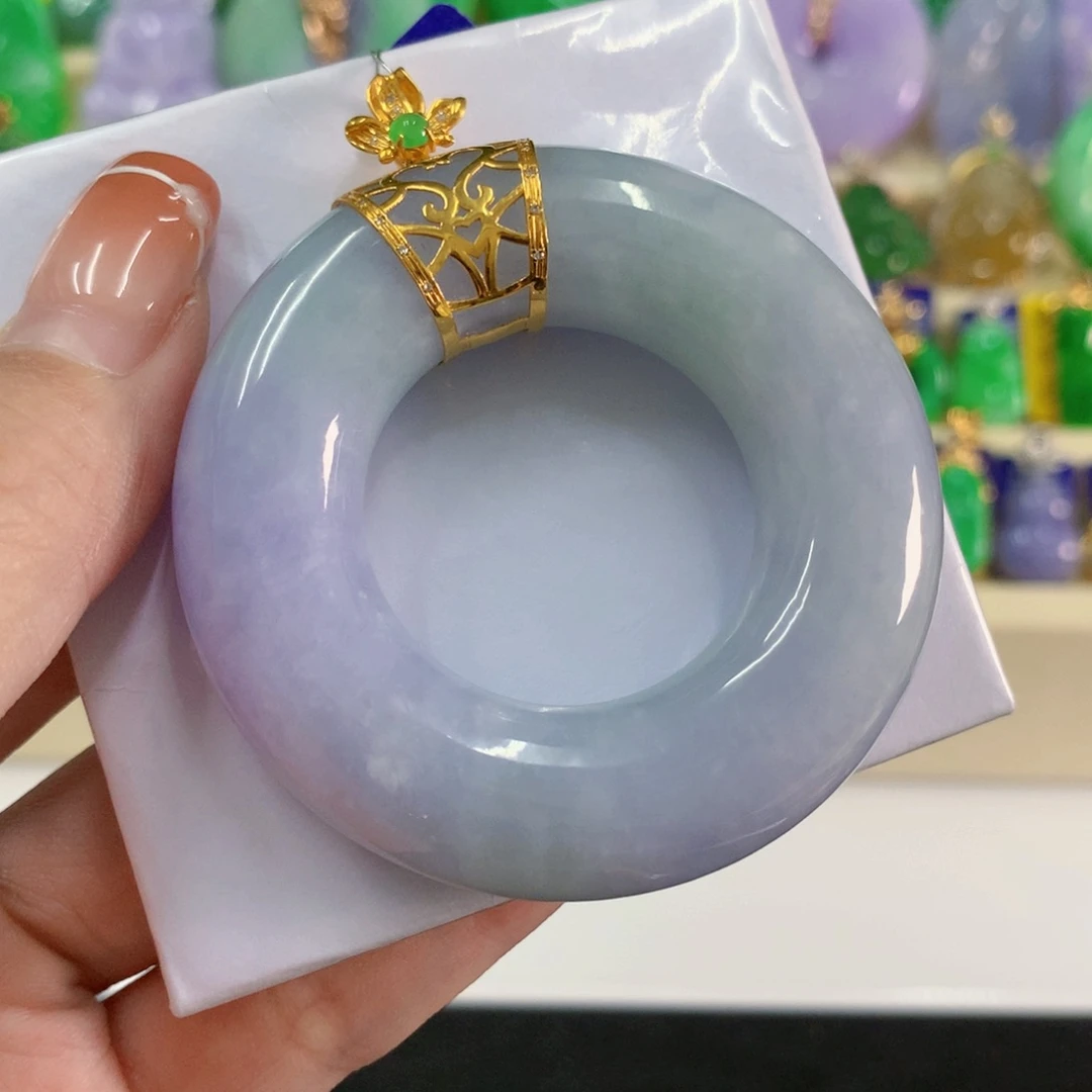 吊坠(不含链)18K金镶嵌翡翠