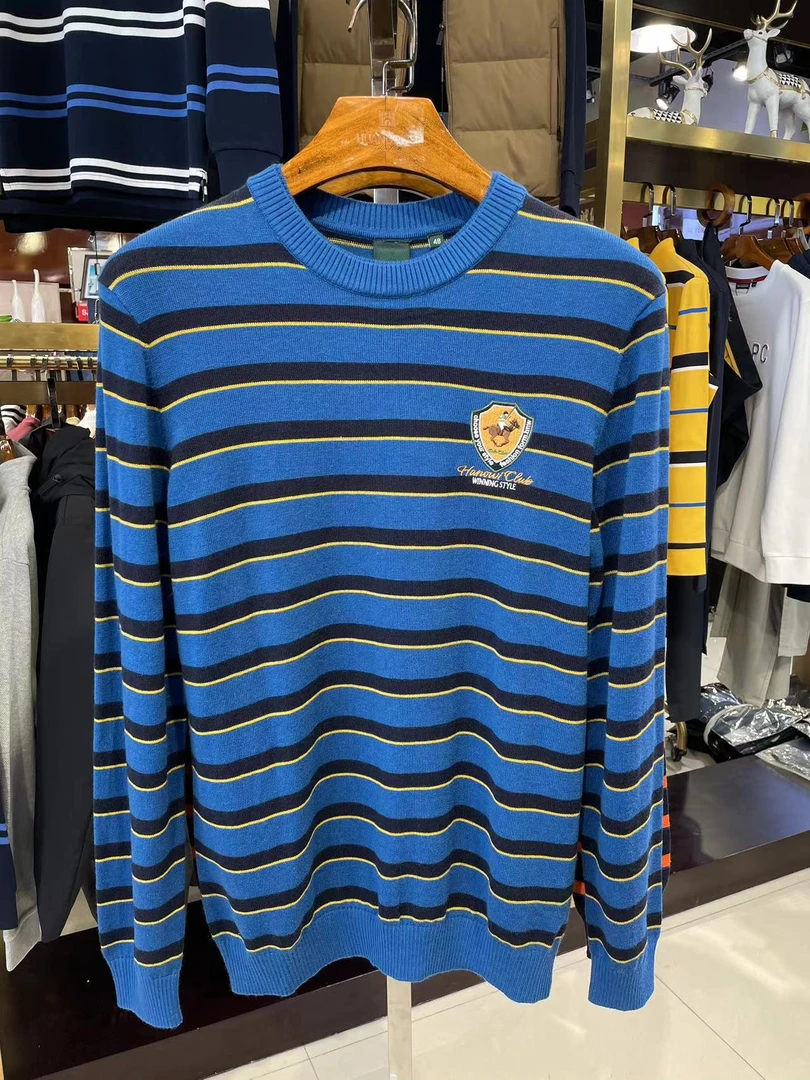 男士长袖圆领条纹羊毛衫B424/B425