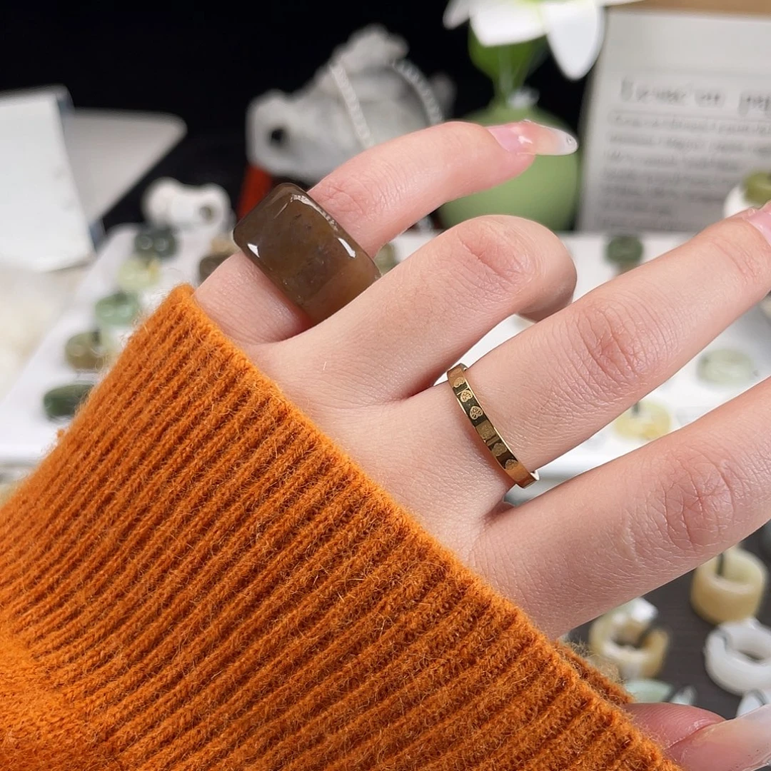 和田玉未镶嵌戒指h4半山水直切16.2有包容不退换