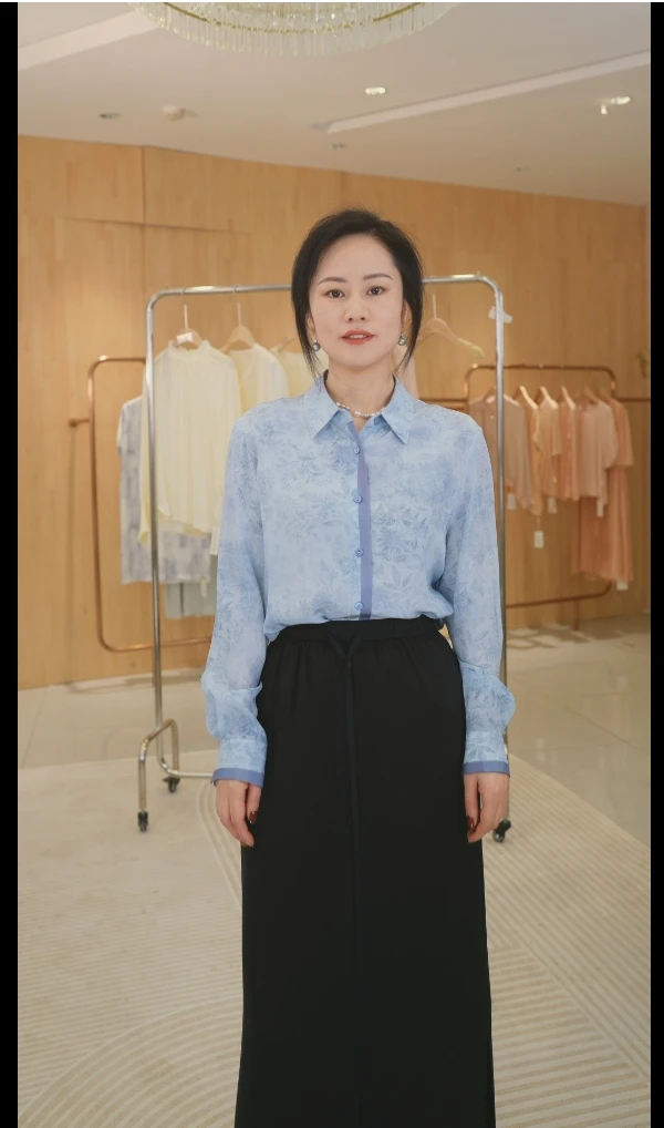 【圈圈】蓝色花卉真丝衬衫YJHY-H921208