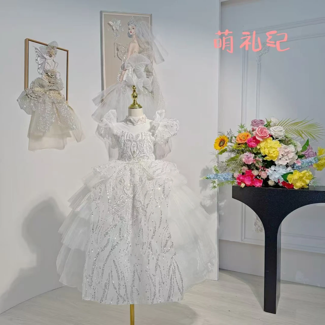 【羽落】公主风礼服甜美风礼服连衣裙演出服女童洋气生日花童蓬蓬纱