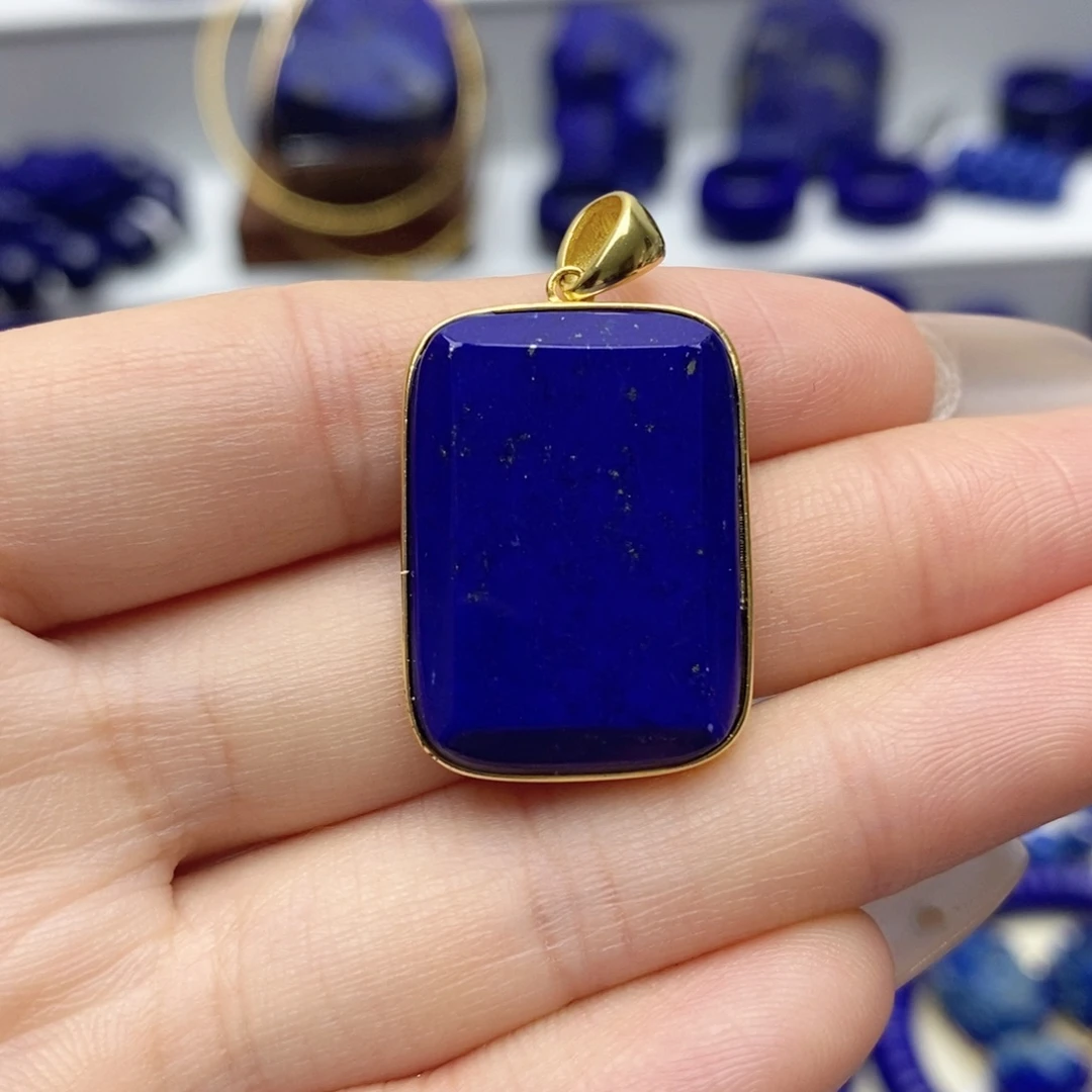 青金石银S925镀金镶嵌颈饰