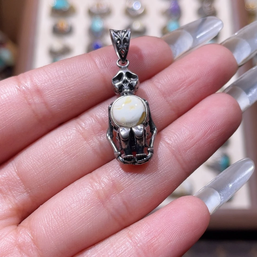 琥珀银S925镶嵌颈饰吊坠