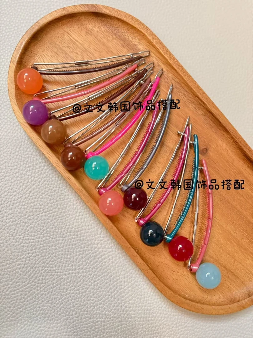 【糖果球】韩国AZ阿兹娜气质简约甜美高级卡扣彩色盘发糖果色一字夹