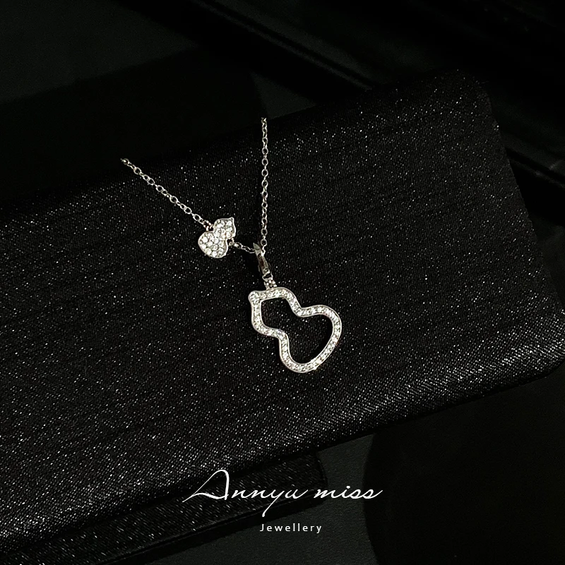 坠链均925银 【ANNYUMISS】经典轻奢百搭镂空葫芦满钻项链时尚百搭