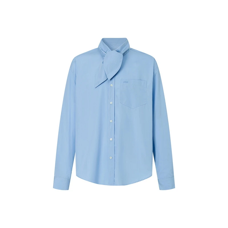 AMIPARIS 秋冬女士经典纯色设计师款字母刺绣休闲棉质长袖衬衫