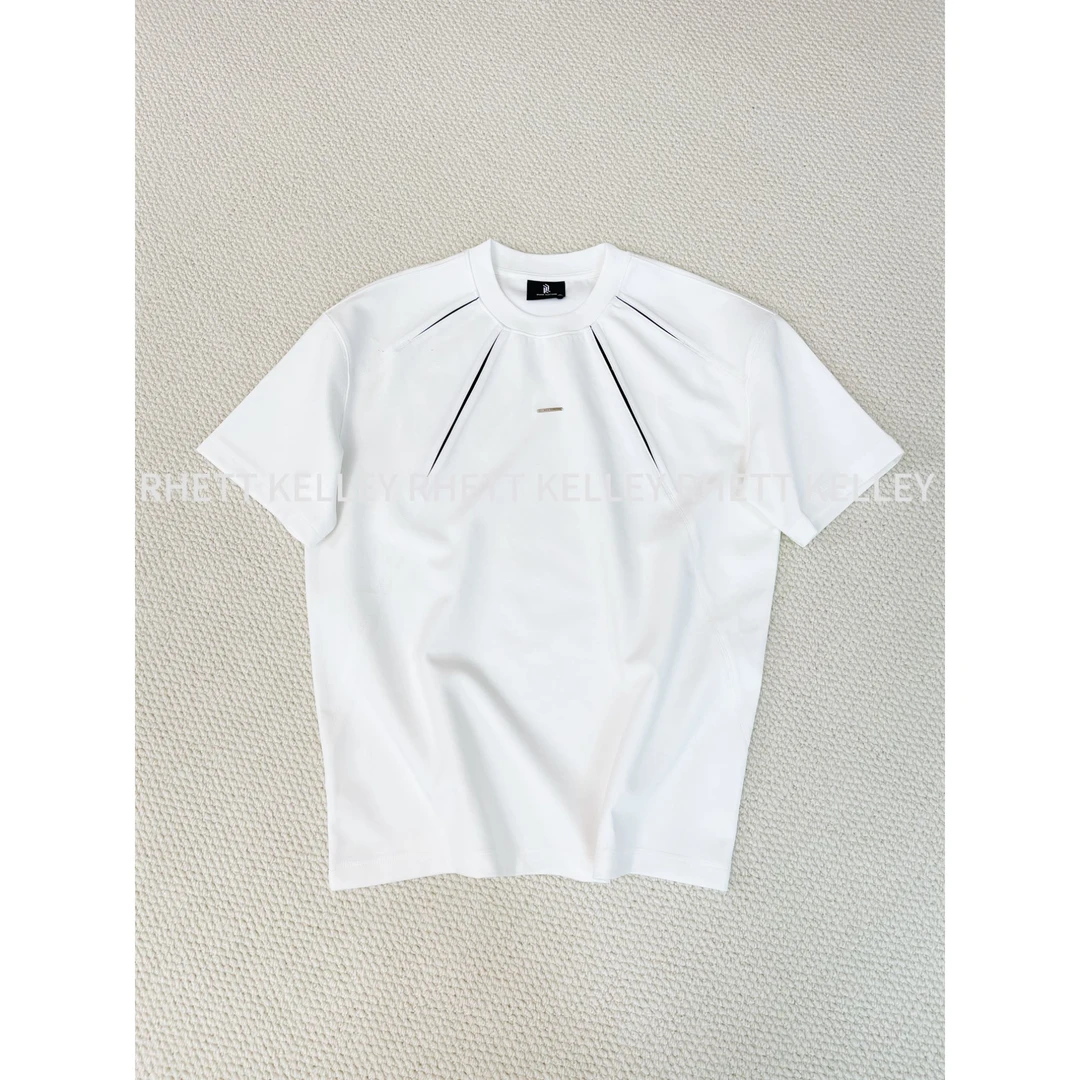 『穿在身上的艺术』夏季新款液氨冰感车线撞色手工拼接休闲短袖w39