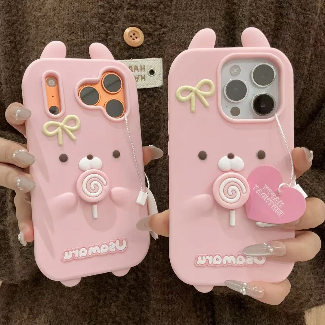棒棒糖兔丸软公仔适用iPhone17苹果16promax手机壳15/14硅胶13女