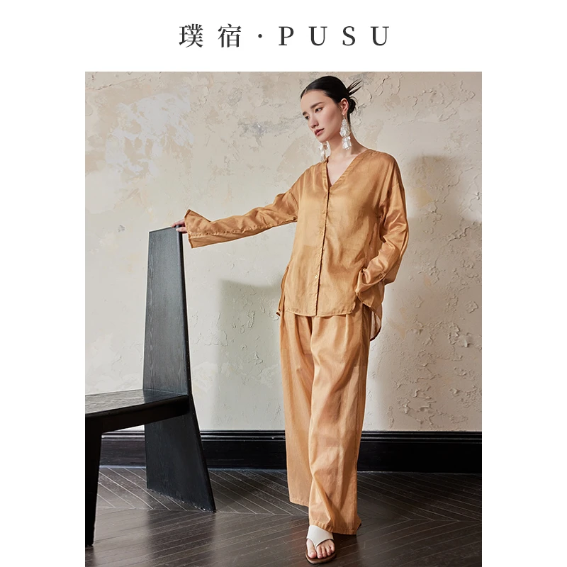 璞宿PUSU新中式 轻盈禅意 莱赛尔亚麻套装 53433/53432