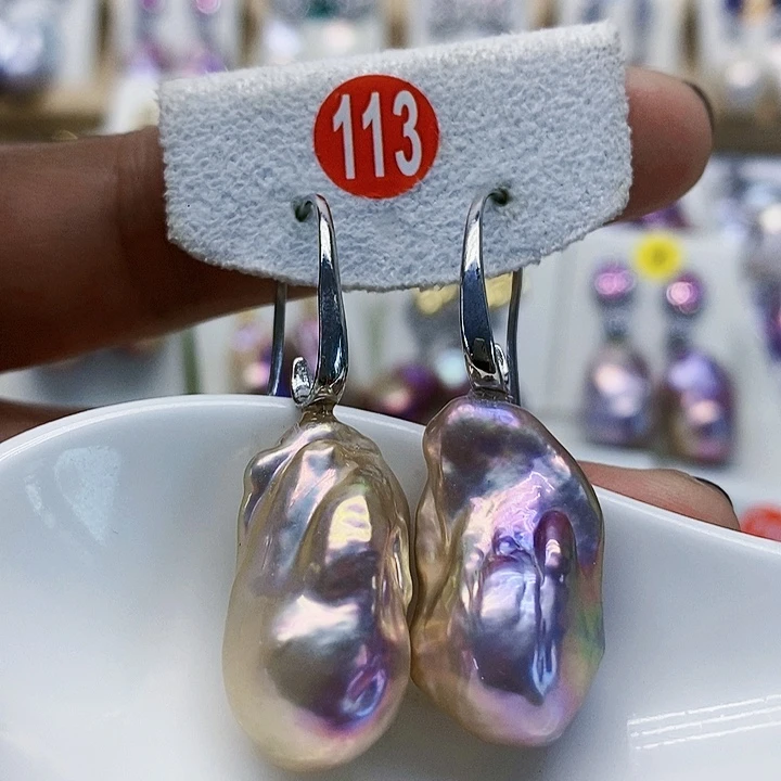 银S925镶嵌耳饰淡水珍珠