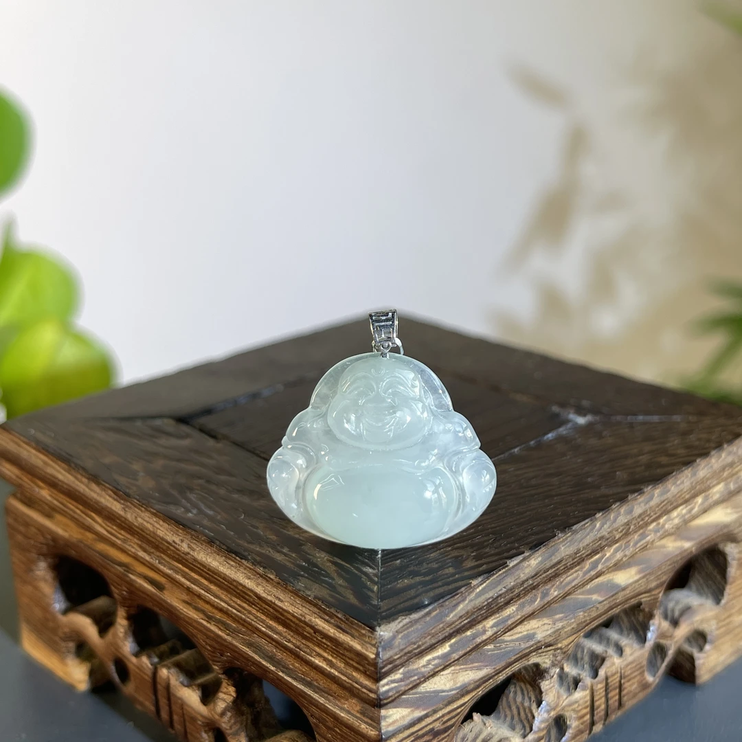 JCB15-176 天然翡翠缅甸A货 18K扣佛公