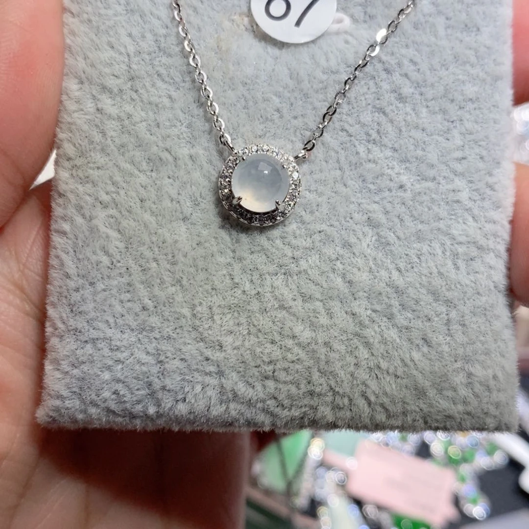 翡翠银S925镶嵌颈饰6.4m m