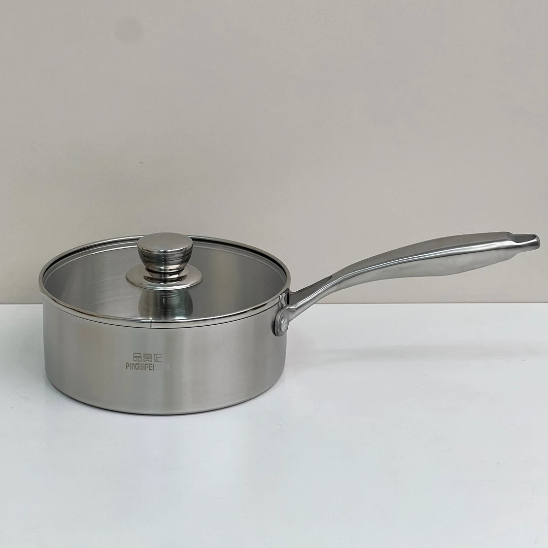【18cm】小直锅18/10不锈钢煎煮锅厨房家用早餐煮奶锅汤锅泡面锅
