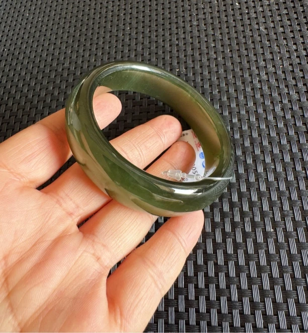 【黑晶猫约55.4mm手镯】俄七老料高品质约16.4*8.4mm小宽版手镯