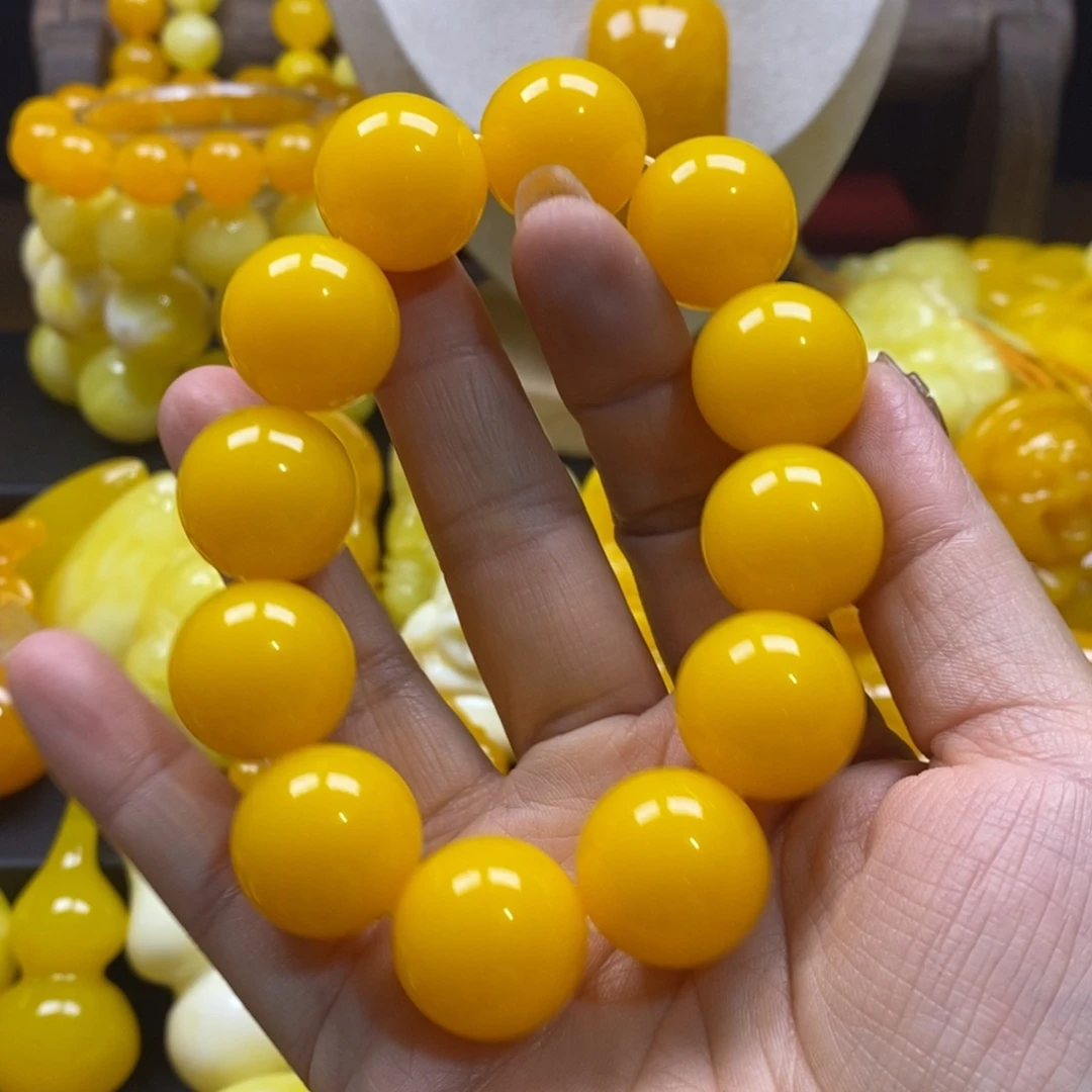 墨***仑非金属鸡油黄20手串