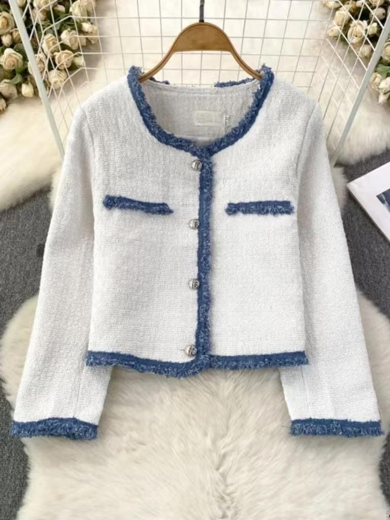 小香风毛边短款小个子外套女2025新款精致高级感气质名媛上衣