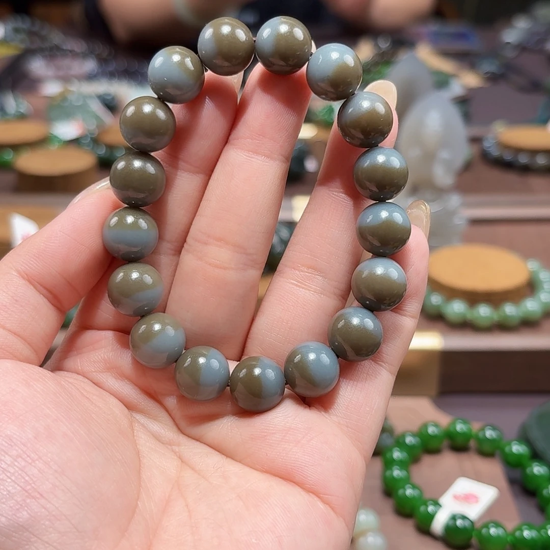 和田玉未镶嵌手链且末蓝12