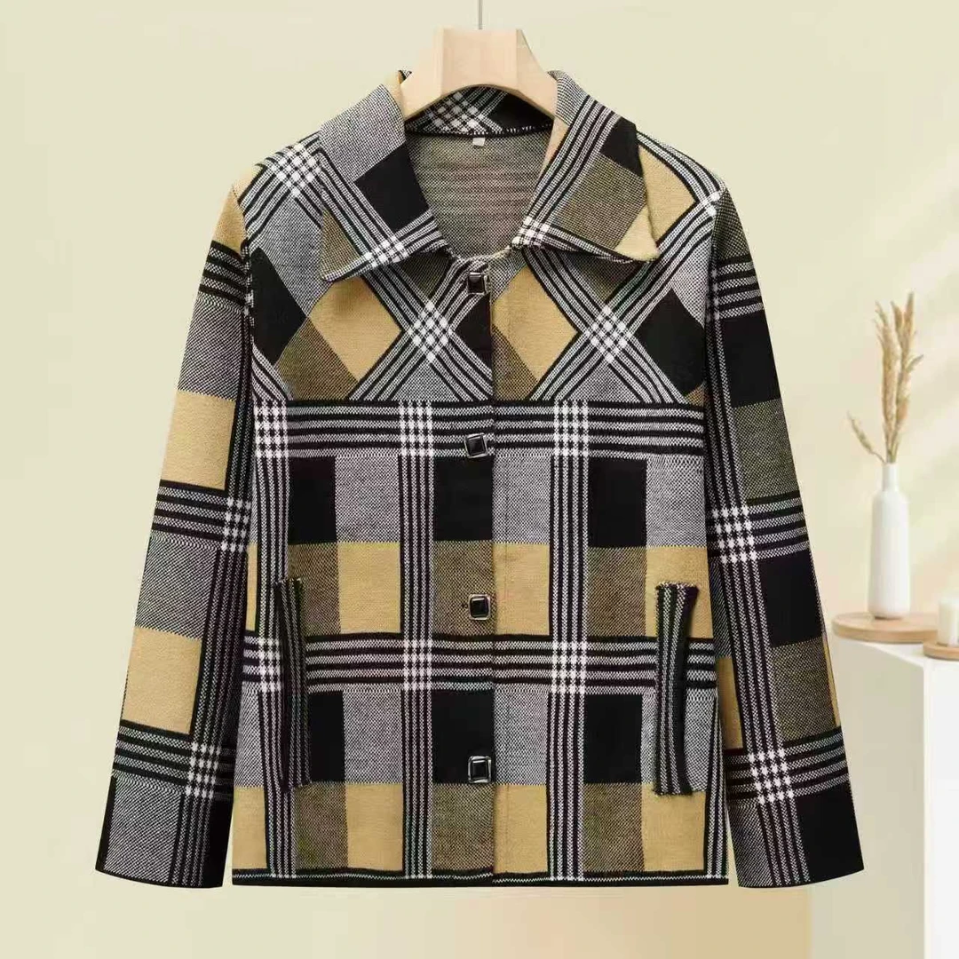 秋冬季新款格子毛呢休闲宽松外套女士