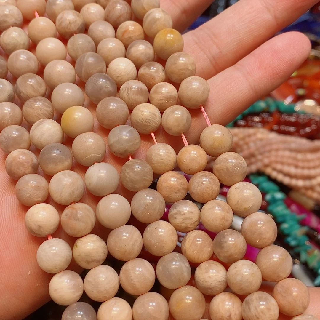 玛瑙/玉髓未镶嵌珠宝半成品太阳石一条10mm