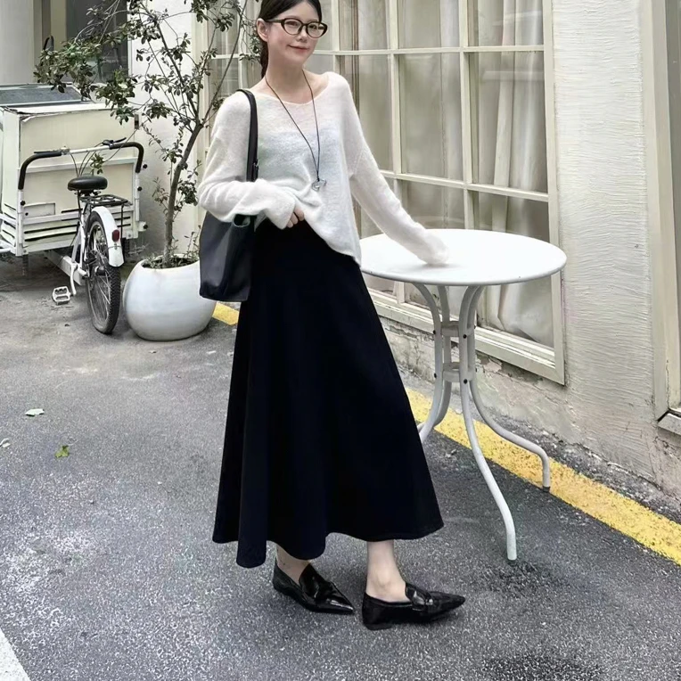 邹先森7820-28杭州品牌加绒加厚秋冬新款高腰显瘦百搭半身裙法式