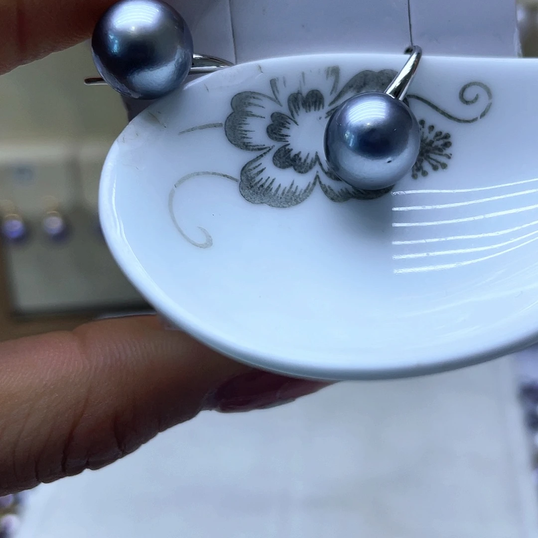 海水珍珠耳饰银S925镶嵌