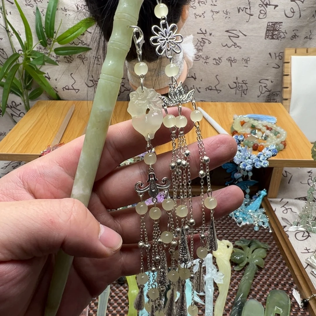 蛇纹石玉合金发饰