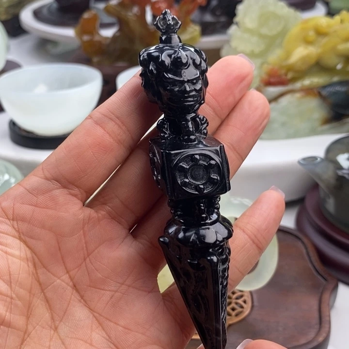 岫玉未镶嵌四大名玉手把件