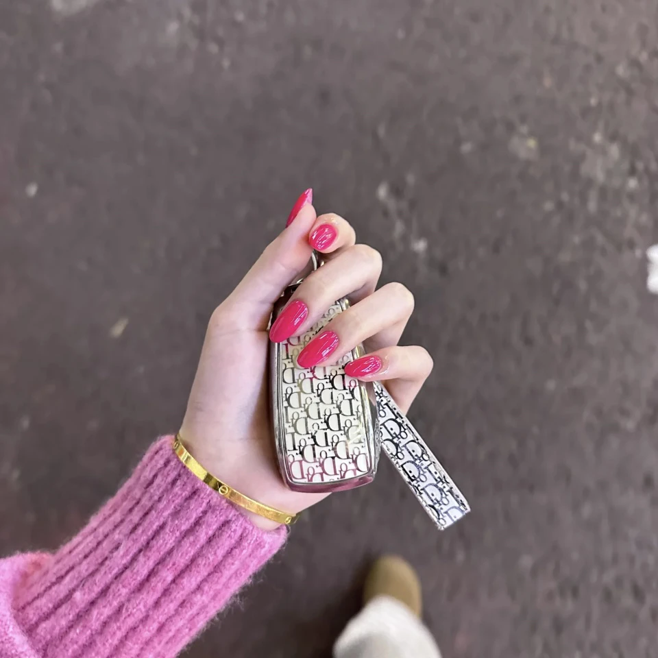 【玫红色纯色美甲01】纯手工穿戴甲显白高级气质火龙果色穿戴甲片贴