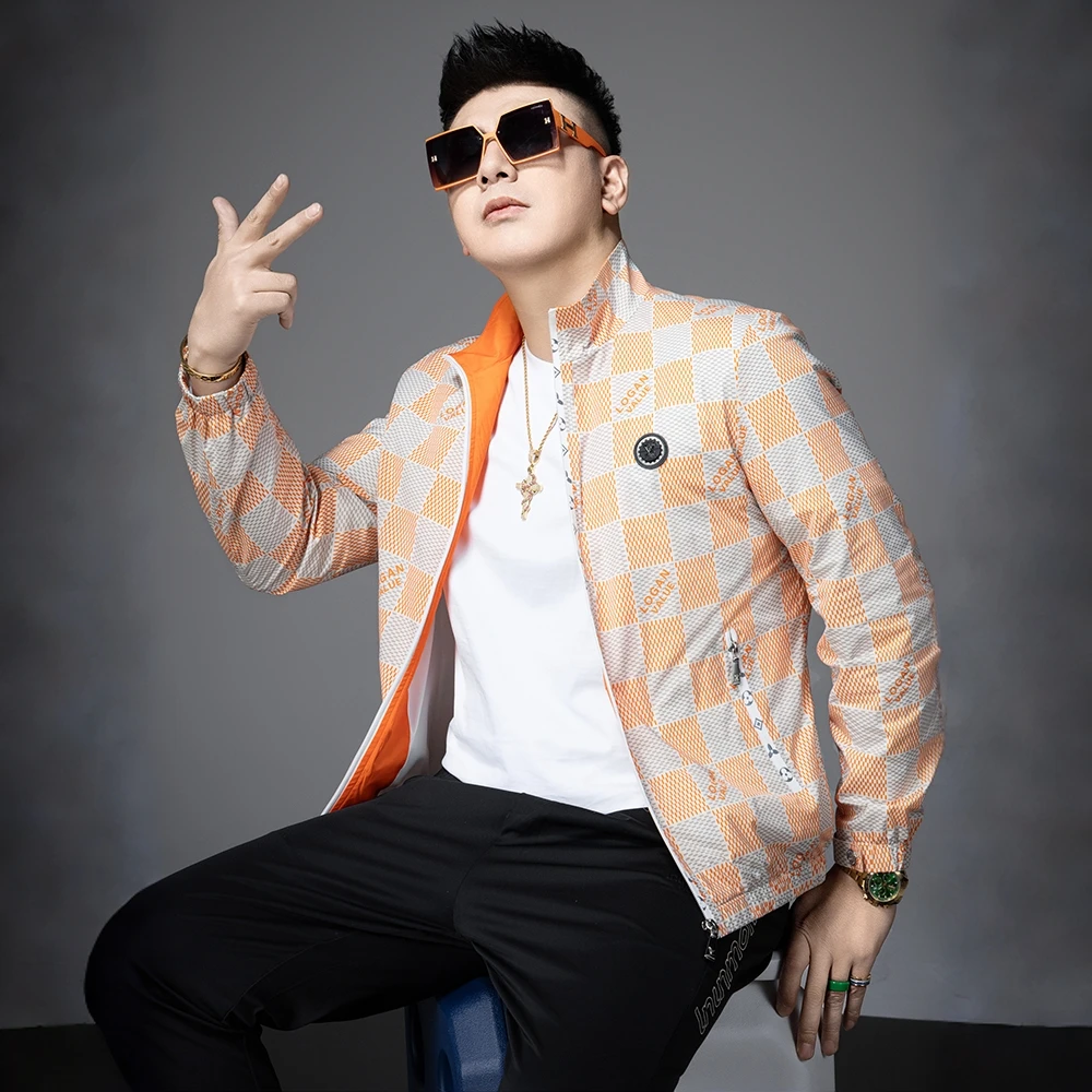 瑟图肖高端帅气春秋季格子夹克男士轻奢休闲时尚舒适百搭夹克外套