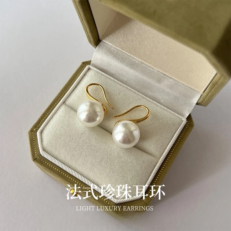 925银耳饰 温柔气质fever同款法式高跟鞋珍珠耳钩高级纯银耳环女