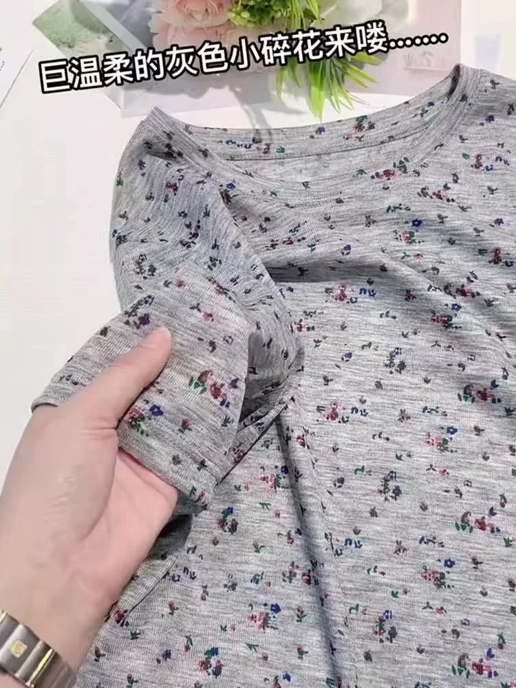 温柔减龄小碎花显瘦轻薄短袖上衣2025新款休闲 M68 J09268