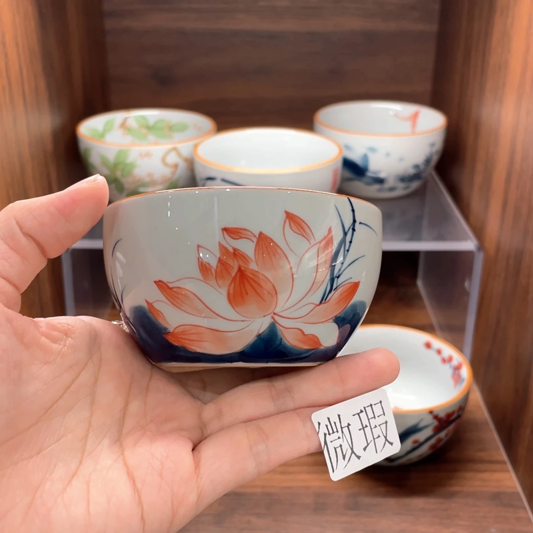 釉下手绘茶具微瑕
