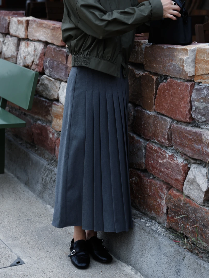 TT设计师【百褶裙】日系高级感高级灰立体剪裁百褶半身裙TT191124