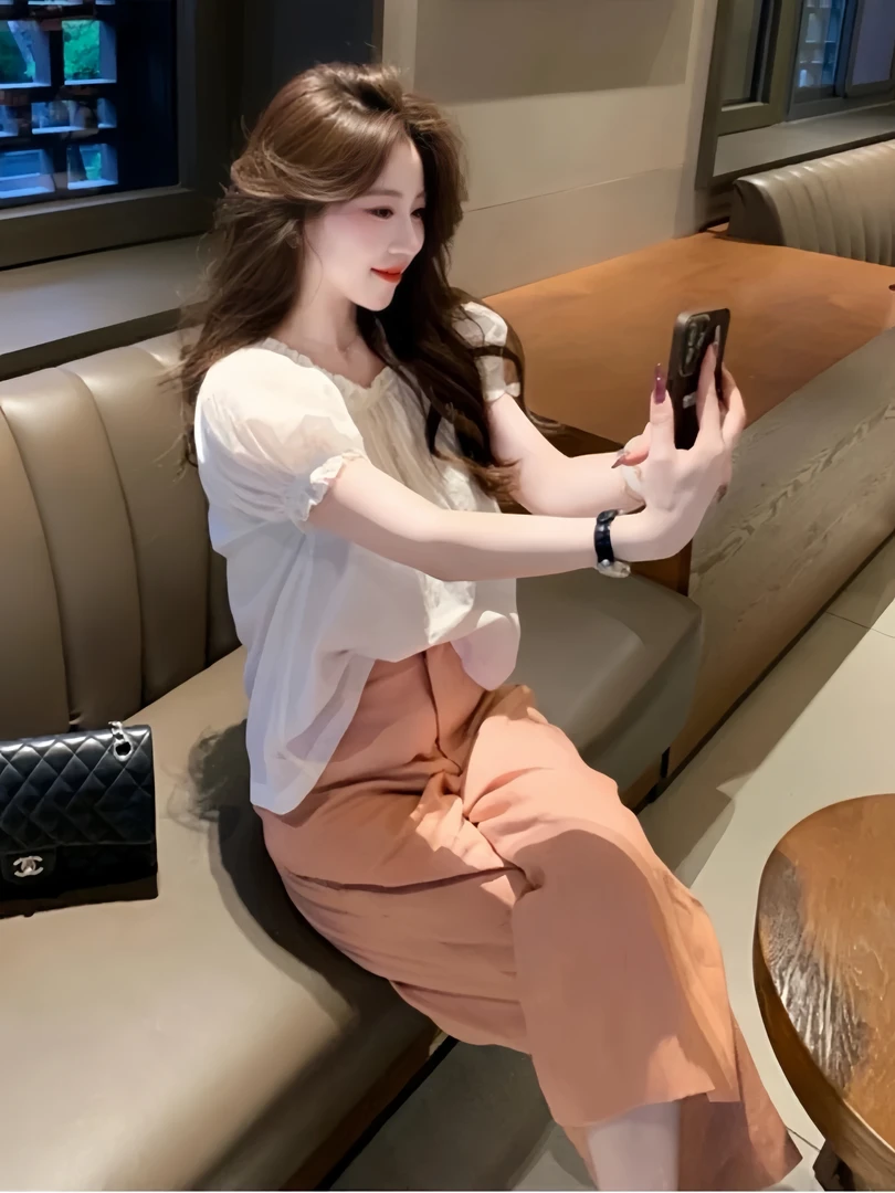 【妮可人】·韩系松弛感减龄穿搭短袖衬衫休闲裤两件套装女
