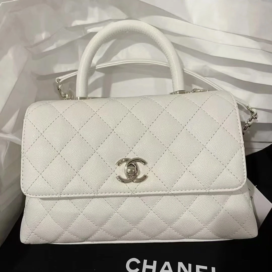 未使用 Chanel/香奈儿 白金cocohandle小号 芯片款 手提斜挎包