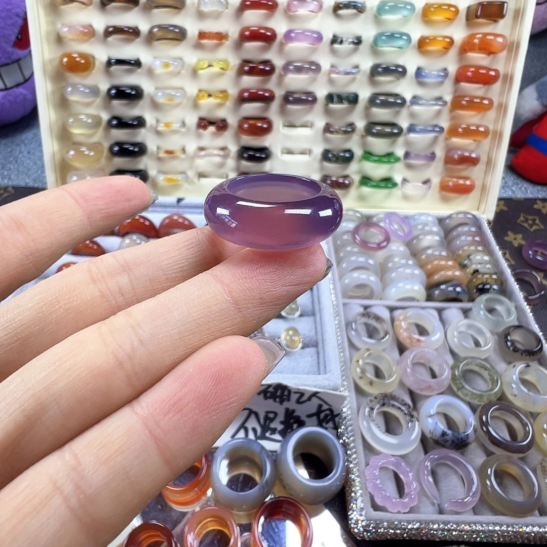 玛瑙/玉髓未镶嵌戒指A9不退换18.3港18